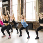Women in fitness exercises