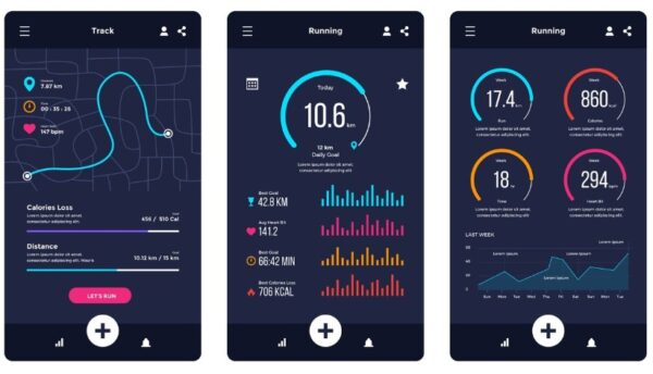 marathon training - Running mobile app infographic flat style