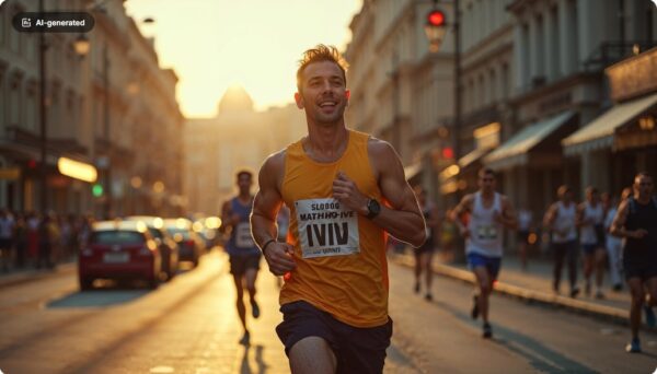 marathon training runners out on the marathon route