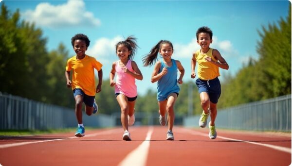 proper running form - happy children running