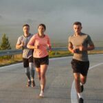 Small running group on a road