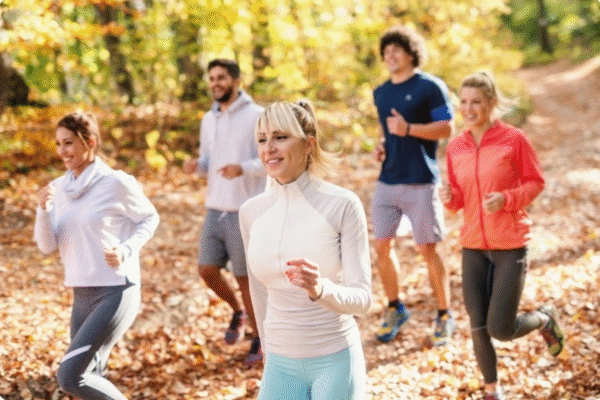 running tips for beginners - Smiling runners on a scenic trail