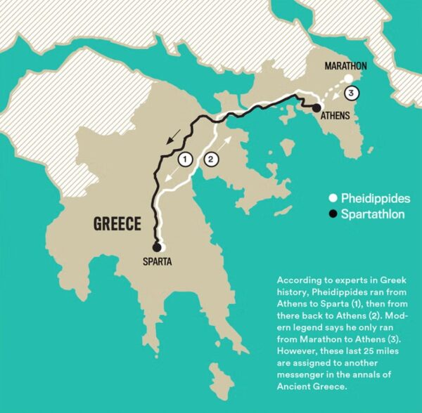 Legend of marathon story - Map of the legendary marathon route 
