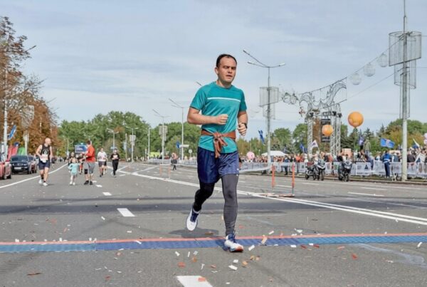 Beginner runner completing a first 5K race